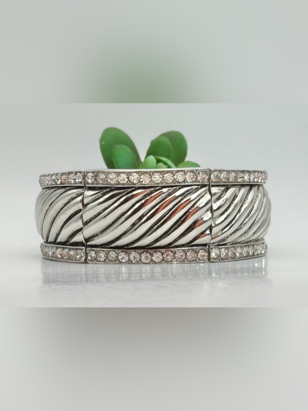 Silver Crystal-Trim Bracelet